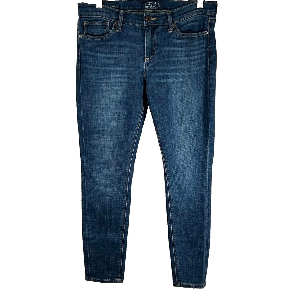 Lucky Brand Blue Jeans Women's Size 8/29 Mid Rise Skinny Distressed Medium Wash